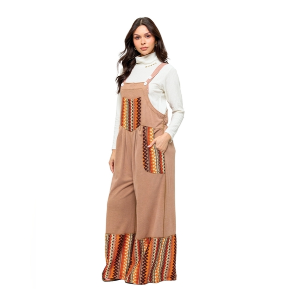 1-1129*Boutique* 60s Retro Wide Leg Flare Hippie Overalls - Picture 2 of 4